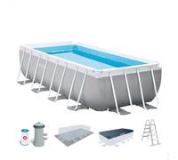 Intex Prism 488x244x107 Cm Steel Rectangular Frame Above Ground Pool Grey 10874 Liters
