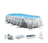 Intex Prism 503x274x122 Cm Steel Oval Pool Frame Above Ground Grey 13365 Liters