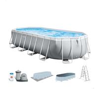Intex Prism 610x305x122 Cm Steel Oval Pool Frame Above Ground Grey 18202 Liters