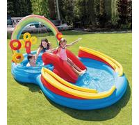 Intex Rainbow Ring Play Center Water Slide Pool Sprayer Kids