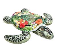 Intex Realistic Photo Printed Inflatable Turtle Ride On 191cm x 170cm, Green Kids Pool Float with Heavy Duty Handles, Sea Turtle Water Toy Max 80kg