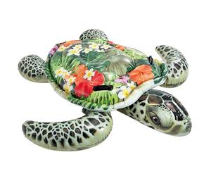 Intex Realistic Photo Printed Inflatable Turtle Ride On 191cm x 170cm, Green Kids Pool Float with Heavy Duty Handles, Sea Turtle Water Toy Max 80kg