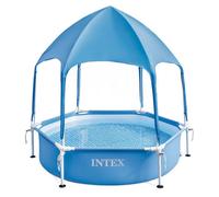Intex Steel Ø Round Frame Above Ground Pool With Canopy 183cm Blue 700 Liters
