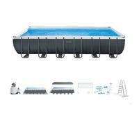 Intex Steel Ultra Xtr With Chlorinator Rectangular Frame Above Ground Pool 732x366x132 Cm Grey 31805 Liters