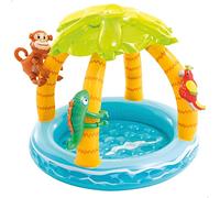 Intex Tropical Inflatable Pool With Awning Padded Soil And Inflatable Animals 102 Cm Yellow Kids