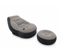 Intex 68564NP Ultra Lounge Inflatable Chair with Cup Holder & Ottoman Set, Gray