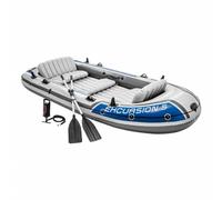 Intex Water Sports Intex Excursion 5 Inflatable Dinghy Man Boat with Aluminium Oars and Pump, Grey, 366 x 168 43 cms UK