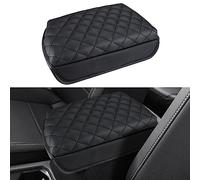 INTGET Center Console Cover for VW Volkswagen Tiguan Accessories 2019 2020 2021 2022 2023&Taos 2022-2023 Car Armrest Cover Middle Armrest Seat Box Cover Elbow for Car (Black with Cushion)