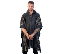 INTI ALPACA Alpaca Hooded Poncho for Men - Warm and soft - Cloak Cape, Charcoal, One Size