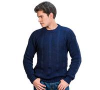 INTI ALPACA Thick Handmade Jumper for Men in Blue Alpaca Wool - Winter Crewneck Pullover - Chunky Knit Sweater (Medium)