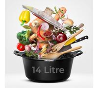 INTIGNIS® Casserole Pot with lid - Large 36cm |12 Litre | 16 Inches - Induction Compatible - GREBLON Ceramic Non Stick Chemical Free Coating Black