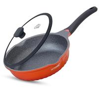 INTIGNIS Deep Non-Stick Frying Pan with Lid - 3-in-1 Sauté Pan, Skillet & Mini Wok - GREBLON Ceramic Coating | Induction Hob Safe | Stainless Steel Base |PTFE & PFOA Free (Orange, 24 cm)