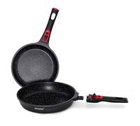 INTIGNIS® Frying Pan Non Stick with Removable Handle | Scratch Resistant & Durable | Induction Ready with Stainless Steel Base | Chemical Free Ceramic Coating | Oven Safe Skillet (Frying Pans Set)