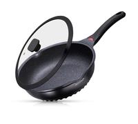 INTIGNIS? Premium 28 cm Deep Frying Pan with Lid | Anti-Scratch | Induction Compatible | Non-Stick Interior | Heat Resistant Handle | Perfect for