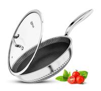 INTIGNIS? Premium Frying Pan with Lid ? 30cm/ 12 Inches ? Non-Stick | Scratch Resistant | Extra Deep Large | Chemical Free | Stainless Steel Skillet |