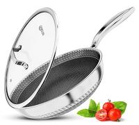 INTIGNIS Premium Frying Pan with Lid - 30cm/ 12 Inches - Non-Stick Stainless Steel Skillet - Scratch Resistant - Extra Deep Large - Chemical Free - Honeycomb Hybrid Pan