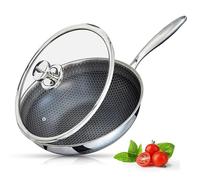 INTIGNIS Wok with Oven-Safe Lid - Anti Scratch Kitchen, for Sautéing, Roasting, Broiling - Large 30cm Stainless-Steel Skillet - German GREBLON Non-Stick Shield Technology