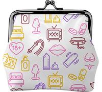 Intim Or Sex Shop Women's Leather Coin Purse, Small Change Pouch with Kiss-Lock Clasp Closure Buckle Wallet for Girl Gift