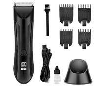 Intimate Clipper, Men's 4-in-1 Waterproof Intimate Clipper, Wet & Dry Waterproof Razor with Integrated LED Charging Base, LED Screen, for Armpits, Spins, Legs