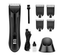 Intimate Clipper, Men's 4-in-1 Waterproof Intimate Clipper, Wet & Dry Waterproof Razor with Integrated LED Charging Base, LED Screen, for Armpits, Spins, Legs