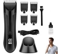 Intimate Clipper, Men's Waterproof Intimate Clipper with Adjustable Limit Comb, USB Charging Station, Wet and Dry, LCD Display for Armpits, Spines, LegsNew Model