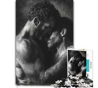 Intimate Embrace Monochromatic Passion Portra Jigsaw Puzzle, 1000 Piece | A seasonal puzzle gift for cold-weather weekends for shared puzzle time.