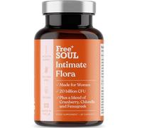 Intimate Flora for Women | 20 Billion CFU Fortified with 15,000mg Cranberry, Fenugreek & Chlorella | Bio Cultures for Women's Intimate Flora | 60 Capsules | Free Soul