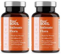 Intimate Flora for Women | 20 Billion CFU Fortified with 15,000mg Cranberry, Fenugr hlorella | Bio Cultures for Women's Intimate Flora | 60 Capsules | Free Soul (Pack of 2)