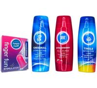 Intimate Lubricant Set, 3 x 75ml Water-Based Gel Lubes with Finger Fun Stimulator to Enhance Pleasure, Includes Original, Tingle, Strawberry Flavoured Bundled by PampasHub