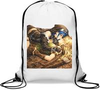 Intimate Moment Between Fantasy Characters Gym Sack Casual Drawstring Bag White