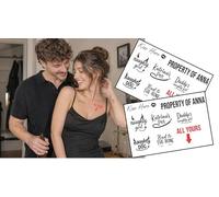 Intimate, Private & Cheeky Custom Fake Tattoo Designs -Couples, Parties & Dares - Upload Your Own Wording - Personalised Text Tattoos - Fast Dispatch (1 Sheet)