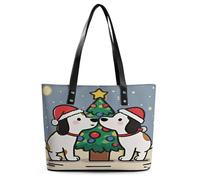 Intimate Puppy Tote Bag Large Soft Leather Purse with Zipper Lightweight Ladies Shoulder Handbag
