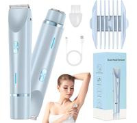 Intimate Shaver for Women, 2-in-1 Dual Head Electric Shaver, Women's Intimate Area, Wireless Wet & Dry IPX6 Waterproof, Suitable for Bikini, Face, Legs, Armpits & Body (Blue)