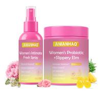 Intimate Skin Support Spray with Women's Daily Balance Gummies with Slippery Elm, Feminine Wellness Gummies for Women PH Balance, Odor Control, Flora Support and Moisture Boost