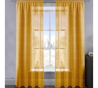Intimates 2 Panels Woven Shimmer Voile Curtains Window Voile Panels Drapes Treatment for Bedroom and Living (Yellow, 54" w x 90" d)