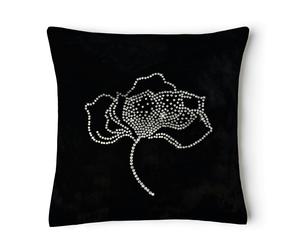 Intimates Beautiful Velvet Rose Gem Stud Cushion - 43cm x 43cm - Black