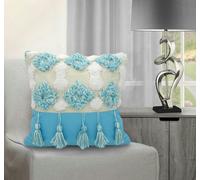 Intimates Boho Tassle Heavy Tuft Cushion - 43cm x 43cm - Blue