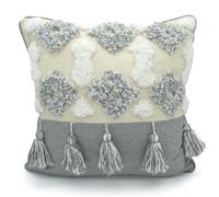 Intimates Boho Tassle Heavy Tuft Cushion - 43cm x 43cm - Grey