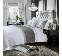 Intimates Chanelle Velvet Faux Silk Duvet Cover & Pillowcase Set - Silver - Super King