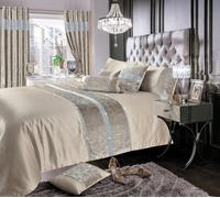 Intimates Chic Bedroom Decor, Luxury Crushed Velvet & Faux Silk Duvet Cover Set With Pillowcases - Machine Washable Bed Linen - Natural