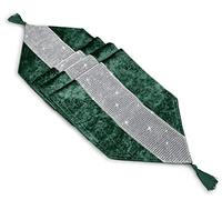 Intimates Crushed Diamante Velvet Luxury Table Runner Placemats (1 x Table Runner, Emerald Green)