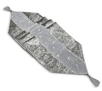 Intimates Crushed Diamante Velvet Luxury Table Runner Placemats (1 x Table Runner, Silver)
