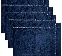 Intimates Crushed Diamante Velvet Luxury Table Runner Placemats (4 x Placemats, Navy Blue)