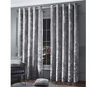 Intimates Crushed Velvet Classic Luxury Ringtop Curtain Pair (Silver Grey, 46" x 54")