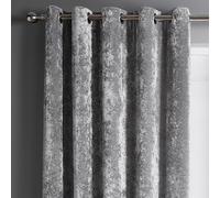 Intimates Crushed Velvet Ready Made Eyelet Curtains in Silver | Size: 117 cm width x 137 cm drop Intimates Silver 117 cm width x 137 cm drop