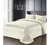 Intimates Damascus Quilted Luxury Bedspread Set - Cream - Double