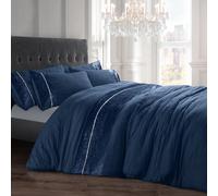 Intimates Diamante Crushed Velvet Duvet Cover & Pillowcase Set in Navy | Size: Single Intimates Navy Single