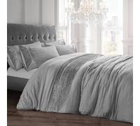 Intimates Diamante Crushed Velvet Duvet Cover & Pillowcase Set in Silver | Size: Double Intimates Silver Double