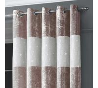 Intimates Diamante Crushed Velvet Ready Made Eyelet Curtains - 117cm x 137cm - Blush