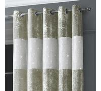 Intimates Diamante Crushed Velvet Ready Made Eyelet Curtains - 168cm x 183cm - Natural
